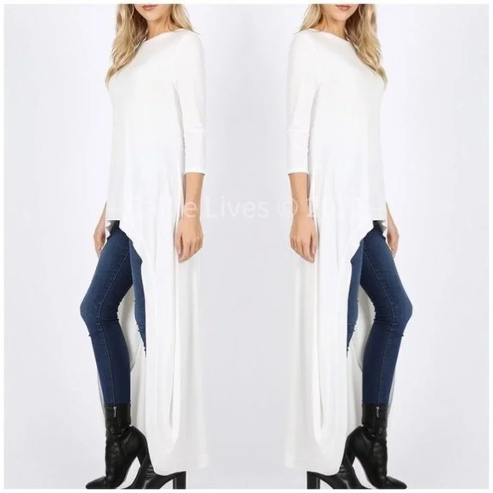 Callie Flow: Hi Low Ivory White Tunic Top